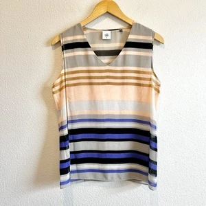 CAbi #3273 Womens M Sheer Underline Striped Sleeveless VNeck Tank Top Shirt EUC - Picture 1 of 9