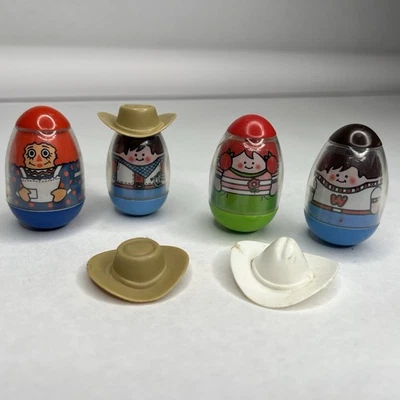 Weeble Wobbles Toys Hasbro Figuras de Colección Vaquero Raggedy Ann 1974 Lote 6 con Sombreros Foto 1 de 4