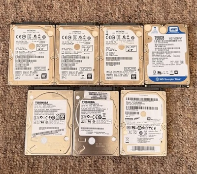 7x 750GB HDD TESTED IN HEALTHY CONDITION HITACHI WD BLUE TOSHIBA SAMSUNG - Image 1 of 2