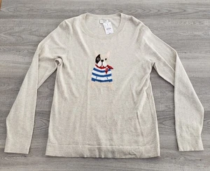 Maglione J.Crew Factory Teddie Bulldog Dog Stampa Donna Medium Nuovo con etichette - Foto 1 di 14