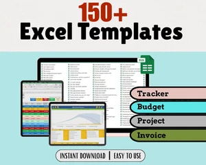 150+ Excel Templates | Business, Personal, Budget, Project,Invoice, Tracker - Picture 1 of 10