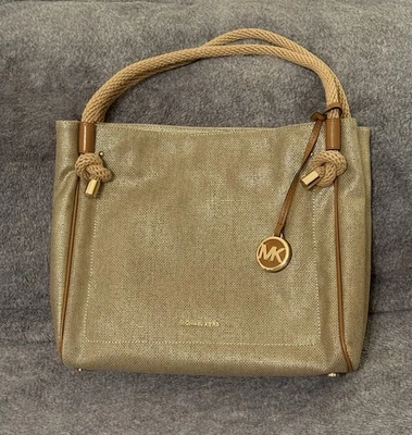 Auténtico Bolso de Mano Michael Kors Isla Extra Grande Metálico Bolso de Viaje Foto 1 de 4