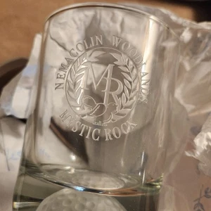 etched Glass 2 piece tumbler set Mystic Rock Nemacolin Woodlands 12 oz - Picture 1 of 6