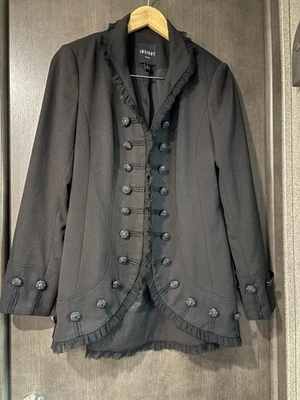 Chaqueta militar negra para mujer Insight New York talla 8 detalle de botones con ribete de encaje Foto 1 de 4