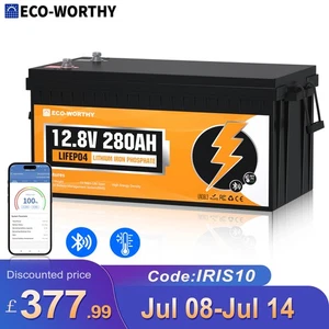 ECO-WORTHY 12V 280Ah LiFePO4 Battery Lithium Low Temperature Bluetooth Motorhome - Picture 1 of 11