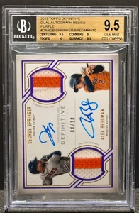 SPRINGER ALEX BREGMAN 2019 Topps Definitive Purple GU Patch Auto 4/10 BGS 9.5/10 - Picture 1 of 2