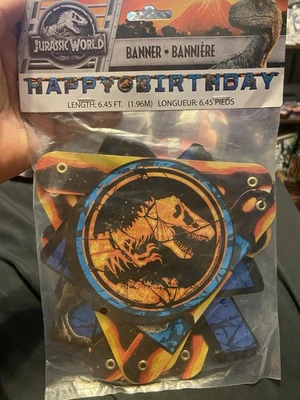 Jurassic World Happy Birthday Banner New in package 6.45FT long. - Image 1 of 2
