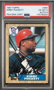 1987 Topps Kirby Puckett HOF Signed Baseball Card 450 PSA 6 DNA 8 Certified Auto - Picture 1 of 4
