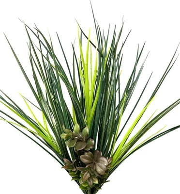 Planta de plástico mezcla de hierba de montaña y boj marrón de 13" COMPLETAMENTE gruesa 843A, base de piedra Foto 1 de 4