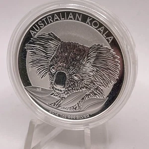 2014 $1 AUSTRALIA 1 OZ .999 FINE SILVER KOALA UNCIRCULATED COIN W/HOLDER - Picture 1 of 3