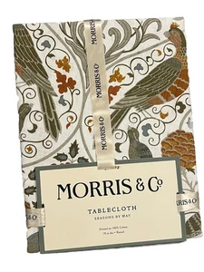 Morris & Co Jahreszeiten bis Mai 70" Runde Tischdecke Vögel Blumen Weiß Grün Neu - Bild 1 von 7