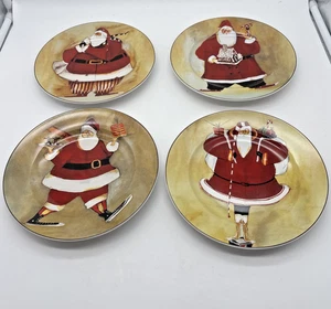 ONEIDA Super Size Stoneware Santa Salad/Dessert Plates (Jennifer Garant) 4 piece - Picture 1 of 7