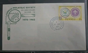 Tuvalu Sociedad Filatélica 4º Aniversario 1982 Primer Día Cubierta - Imagen 1 de 1