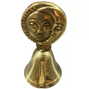 Brass Bell with Engraved Moon Face - Modern Artistic Decor - Picture 1 of 4