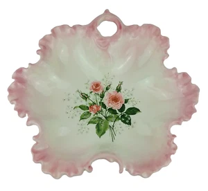 Plato de porcelana vintage artista Maxine rosas marcadas rosa verde rosa borde rosa - Imagen 1 de 18