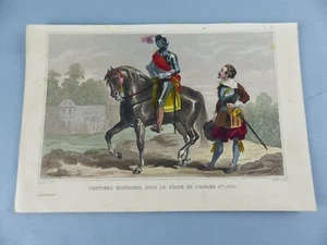 GRAVURE ancienne vers 1850 costumes ANGLETERRE militaires règne CHARLES 1er ,124 - Bild 1 von 1