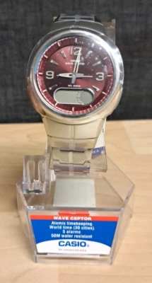 CASIO WVA-106HA Quartz Watch 3747  Men Wave Ceptor Analog Digital Red Face - Image 1 of 4
