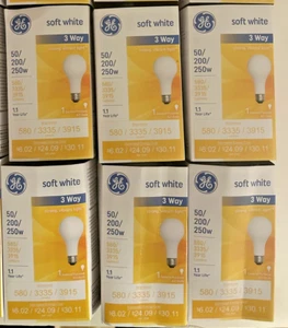 6 GE Soft White 3Way 50/200/250W - Picture 1 of 2