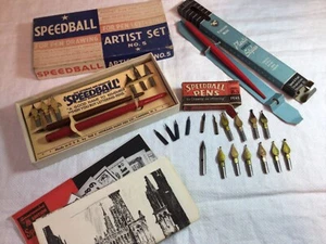 Vintage Lot Kalligrafie Kugelschreiber Füller & Federn Speedball usw. - Bild 1 von 11
