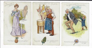 3 Comic British Postcards "The Language of Flowers" W&K London p1038 - Picture 1 of 2
