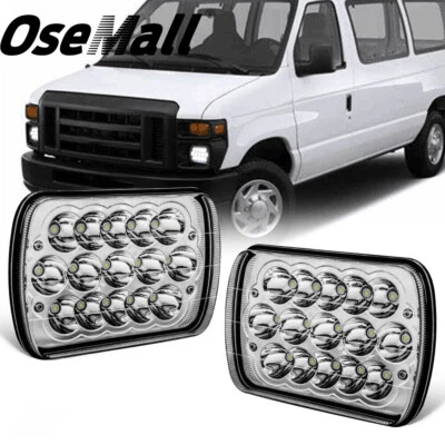 2pcs For Ford E-150 E-250 E-350 7x6" LED Headlights Sealed H6054 Square Headlamp - Image 1 of 4