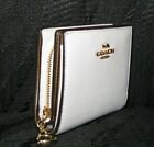 Coach C2862  Chalk Pebbled Leather Snap Card Case Wallet C Charm NWT $168