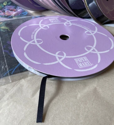 Ribbon Black 1/4" x 100 Yards Roll Grosgrain Crafts Trim Gift Wrap - Image 1 of 2