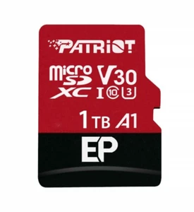 Carte Flash MicroSD Patriot EP 1To V30 A1 U3 4K avec Adaptateur Dashcam/Surveillance - Photo 1 sur 12