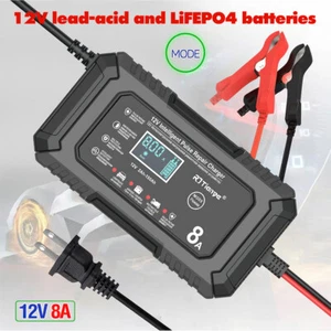 Smart 12V 8A Car Battery Charger Automatic Trickle For LiFePO4 Lead Acid AGM GEL - Picture 1 of 19