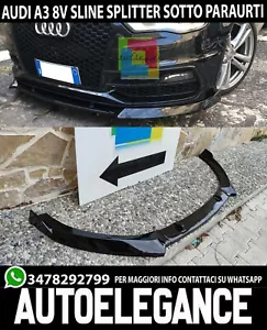 AUDI A3 8V SLINE HOJA BAJO PARACHOQUES DELANTERO DIVISOR ABS NEGRO LOOK RS3 - Imagen 1 de 6
