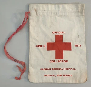 Vintage Red Cross Canvas Pouch Bag Passaic General Hospital New Jersey 1911 - Picture 1 of 2