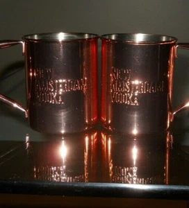2er Set Neu Amsterdam Wodka Kupfer Metall Trinkbecher Tasse 3,5" hoch  - Bild 1 von 5
