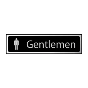 Herren Toilettenschild selbstklebend PVC - schwarz und chrom Optik 200 mm x 50 mm - Bild 1 von 2