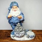 Vintage - 7 Santa Claus Christmas Presents Figure, Blue Tea Light Candle Holder