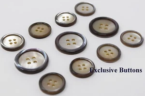 Grey Edge Trocas Genuine Shell Buttons Set For Suit, Blazer, or Sportcoat - Picture 1 of 2