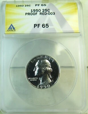 1950 Washington quarter ANACS PF65 *RED-003* BR - Image 1 of 3