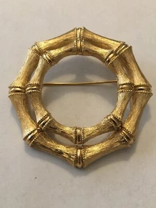 Runde doppelte Bambus Design Anstecknadel/Brosche - wunderschön! - Originalverpackt Black Box - Bild 1 von 2