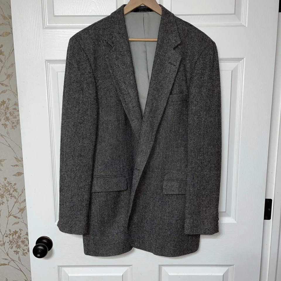 Blazer Abrigo Deportivo Imperial by Haggar Para Hombres Lana Gris Espiga Hecho en EE. UU. 44L Foto 1 de 4