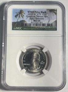 2020-W AMERICAN SAMOA PARK QUARTER GRADED NGC MS64 EARLY RELEASES - Picture 1 of 2