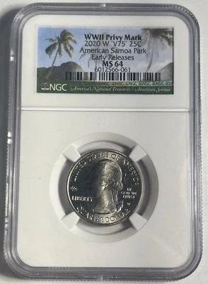 2020-W AMERICAN SAMOA PARK QUARTER GRADED NGC MS64 EARLY RELEASES - Image 1 of 2