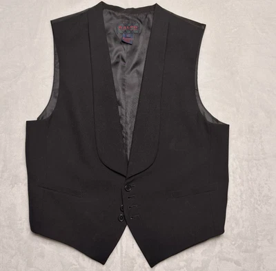 Chaleco Esmoquin Ralph Lauren De Colección Para Mujer L/Hombre M Negro Lana Chal Cuello Chaleco Foto 1 de 4