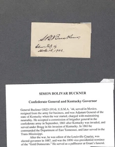 Konföderiertengeneral Simon Bolivar Buckner signierte Karte - Bild 1 von 3