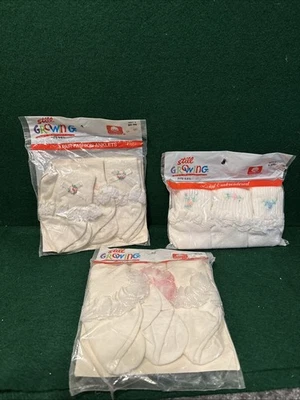 批量 3 件 复古手工刺绣婴儿袜 3 件装仍在生长各种尺寸 — 第 1/4 张图片