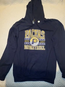 Men’s Small NBA Indiana Pacers Navy Pullover Hoodie Sweatshirt NEW With Tags - Picture 1 of 3