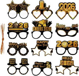 12 Paia Occhiali Di Capodanno 2026, Occhiali Da Festa in Cartoncino Argento Con  - Foto 1 di 12