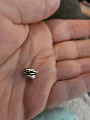 PANDORA 14K GOLD SILVER TWISTED ROPE CHARM 790251 RARE RETIRED 925 ALE - Image 1 of 4