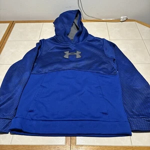 Youth Size Large Under Armour Blue Black Hoodie Sweatshirt Gray Logo EUC - Picture 1 of 5