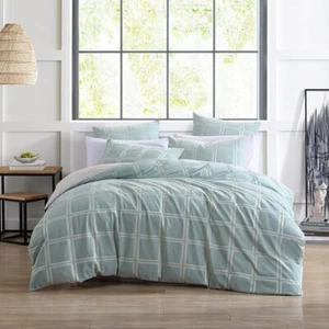 Logan & Mason Platinum Rowan Quilt Cover Set Super King Seafoam - Picture 1 of 1