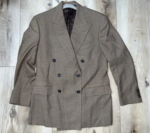 VTG 80’s Polo Ralph Lauren Wool Houndstooth Blazer Brown Size 40R Made in USA - Picture 1 of 13