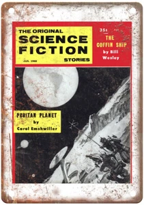 1960 Pulp Cover Original Science Fiction v10 n06 Retro Look Metal Sign J1593 - Picture 1 of 2